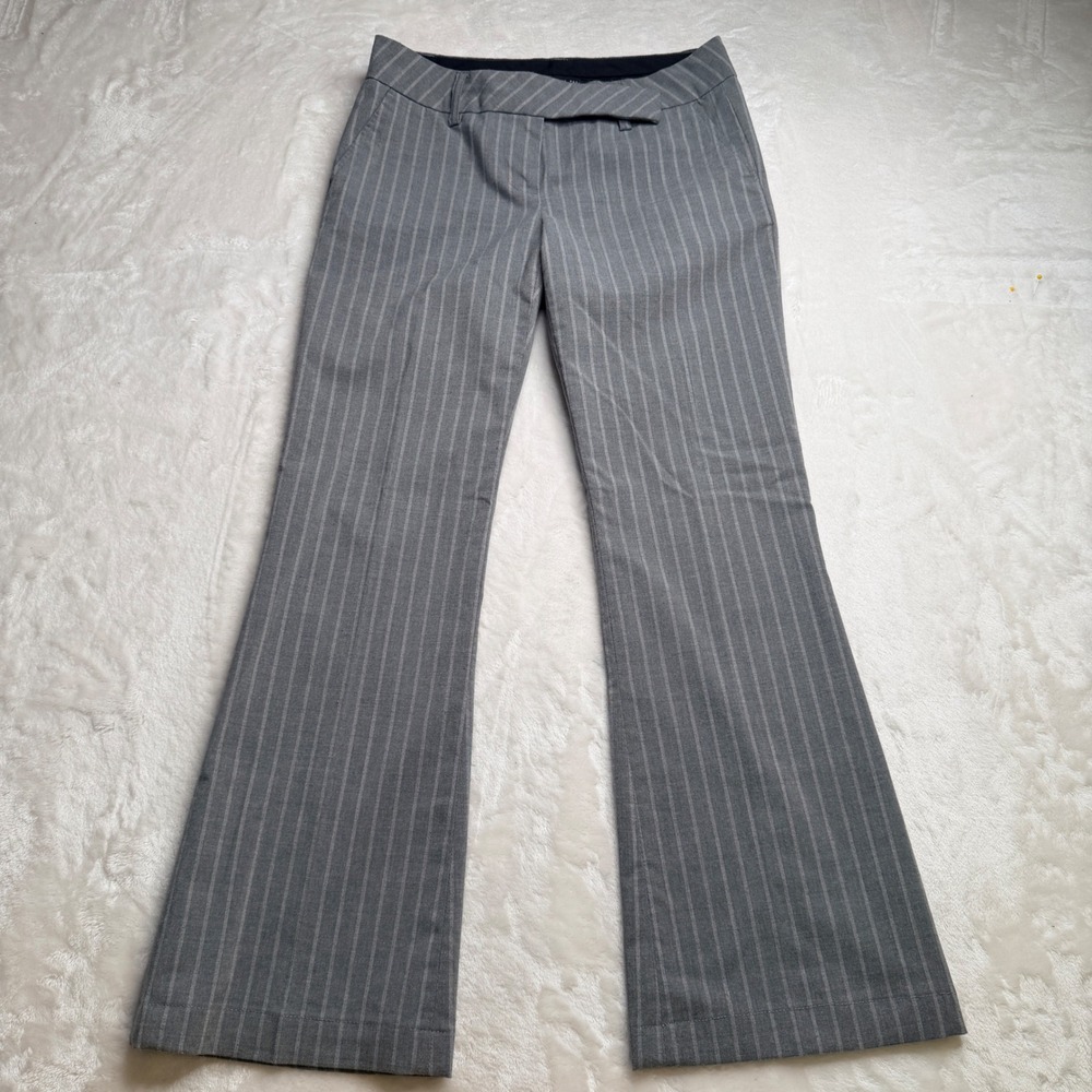 Papaya Womens Gray Pinstripe Flare Leg trouser Dress Pants Y2K Career Size S